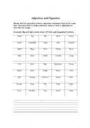 English Worksheet: Adjectives-opposites of adjectives