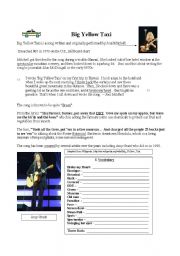 English worksheet: Big Yellow Taxi by Joni Mitchell (Be Green content)