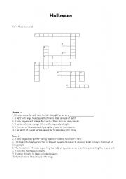 English worksheet: haloween crossword