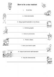 English Worksheet: Classroom Rules - How to be a star student
