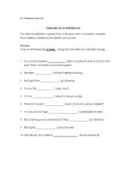 English Worksheet: Gerunds and Infinitives Worksheet 