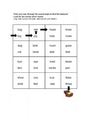 English worksheet: rhyming words