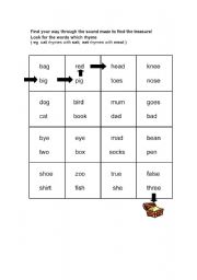 English Worksheet: rhyming words