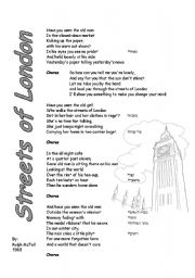 English Worksheet: 2 pages, Streets of London with exercises