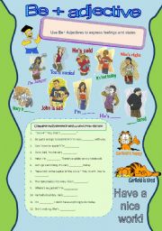 English Worksheet: Be + adjective