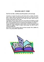 English Worksheet: Reading about jorge