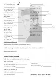 English worksheet: Elvis Presley - never been to Spain