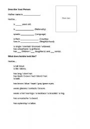 English Worksheet: Describing people