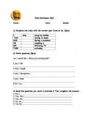 English worksheet: PAST CONTUNOUS TENSE