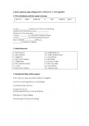 English Worksheet: Song worksheet:  I dont want to miss a thing - Aerosmith