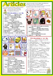 English Worksheet: The Definite and Indefinite - Articles