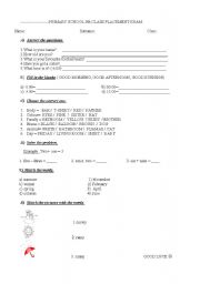 English worksheet: 5th Class placement test