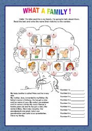 English Worksheet: WHAT A FAMILY! - BEGINNERS