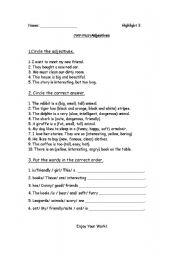 English worksheet: adjectives