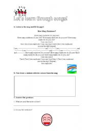 English worksheet: learning through songs