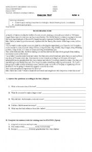 English Worksheet: Reading comprehension