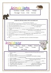 English Worksheet: Animal Verbs 