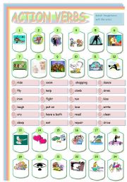 English Worksheet: ACTION VERBS