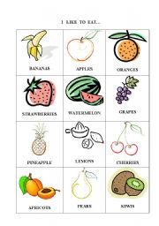 English Worksheet: Fruit vocabulary page