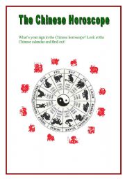 The Chinese Horoscope (2 pages + key)