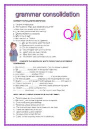 English Worksheet: GRAMMAR CONSOLIDATION 1