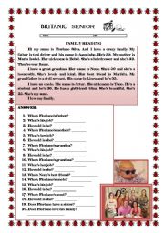 English Worksheet: Family reading