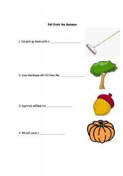 English worksheet: fall - finish the sentence