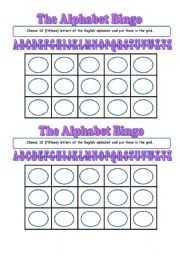 English Worksheet: The alphabet bingo