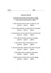 English Worksheet: Common Nouns