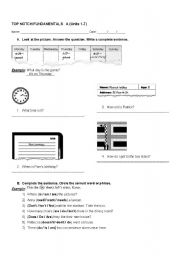 English worksheet: Top Notch Fundam. A Units 1-7 Test / Review