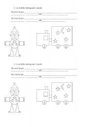 English worksheet: shapes and numbers