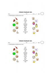 English worksheet: Cooking Vocabulary Quiz based on my domino sets