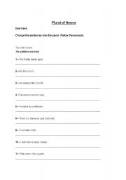 English Worksheet: Plural of nouns