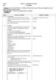 English worksheet: Unit 1 Everyday life