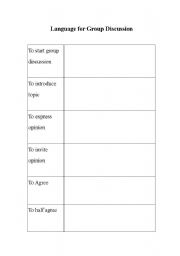 English worksheet: Language for Group Discussion