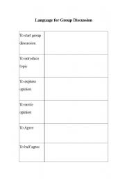English Worksheet: Language for Group Discussion