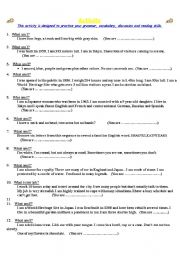 English Worksheet: What / Who / Where am I?    (all levels)