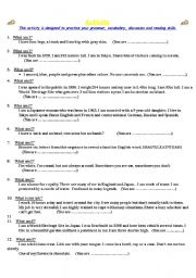 English Worksheet: What / Who / Where am I?    (all levels)