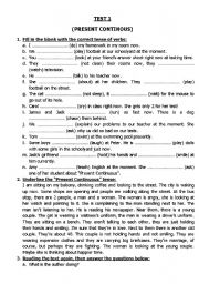 English Worksheet: PRESENT CONTINUOUS TEST