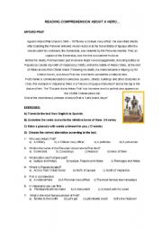 English Worksheet: A CHILEAN HERO CALLED ARTURO PRAT