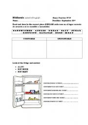 English Worksheet: Food: countable or uncountable?