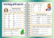 English Worksheet: Working with words