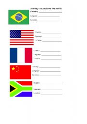 English worksheet: Geography fot kids