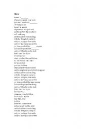 English Worksheet: the lyrics of hero