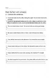 English worksheet: Past perfect simple