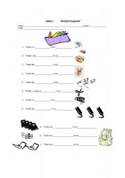 English worksheet: School Supplies