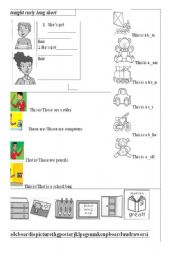 English worksheet: Test for primary Ss (appearance,that/these, toys, classroom)