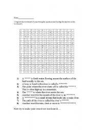 English Worksheet: rivers wordsearch