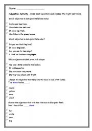 English Worksheet: Adjective Activity