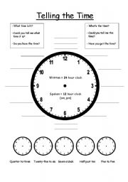 English Worksheet: Telling the Time